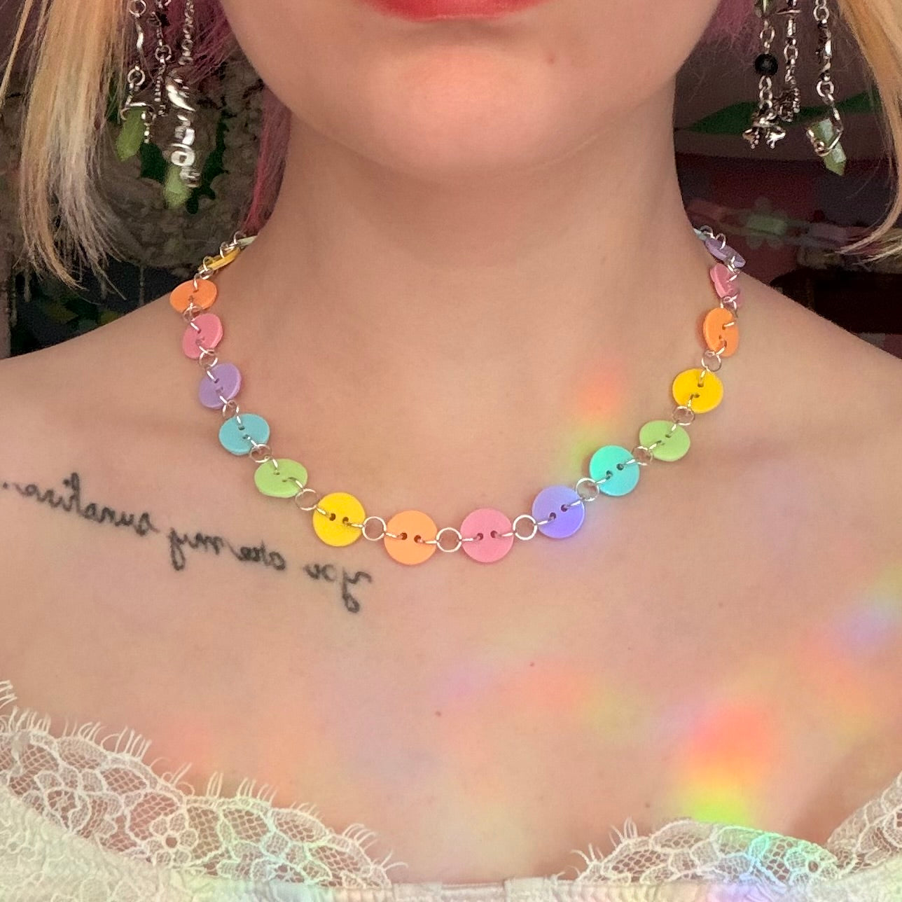 Reversible Rainbow Choker Necklace